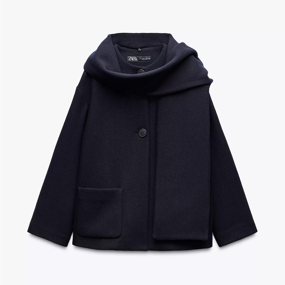 Zara Navy Blue Wool Blend Jacket